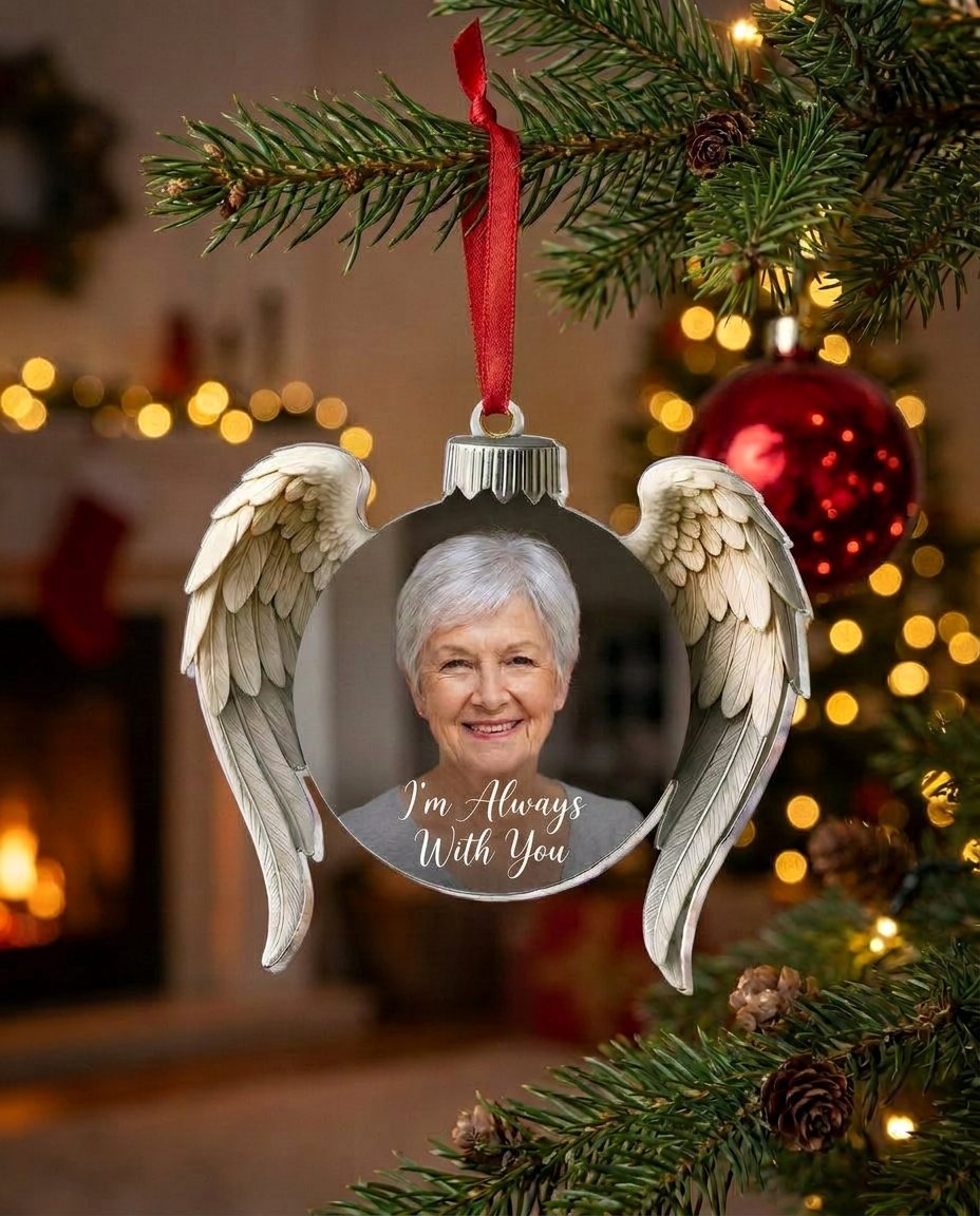 The Always Near Ornament hanging on a Christmas tree
