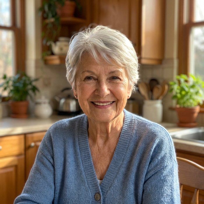 A clear photo of a grandmother, taken on a phone