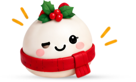 Christmas pudding squishy dumpling toy with a red scarf